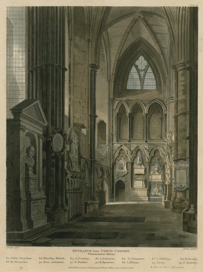 Entrance into Poets Corner, Westminster Abbey, London by Augustus Charles Pugin